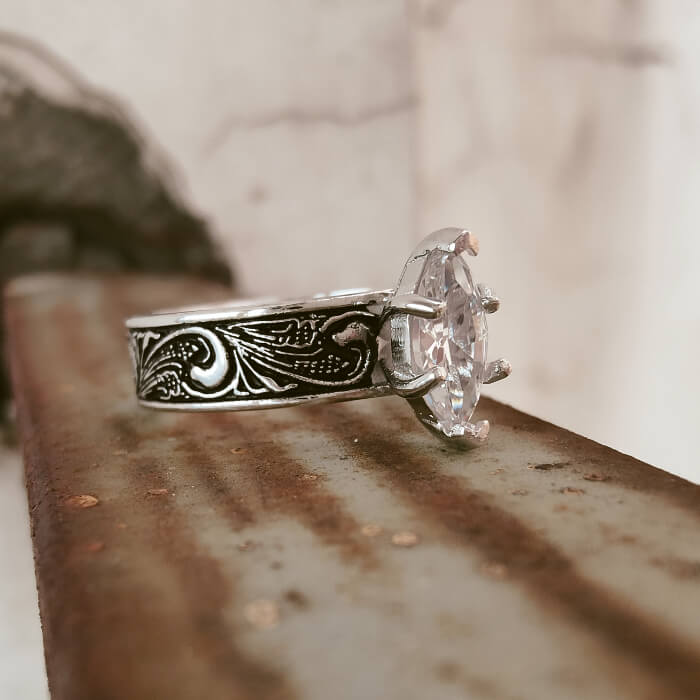 Women Flower Marquise Cut Western Diamond Rings