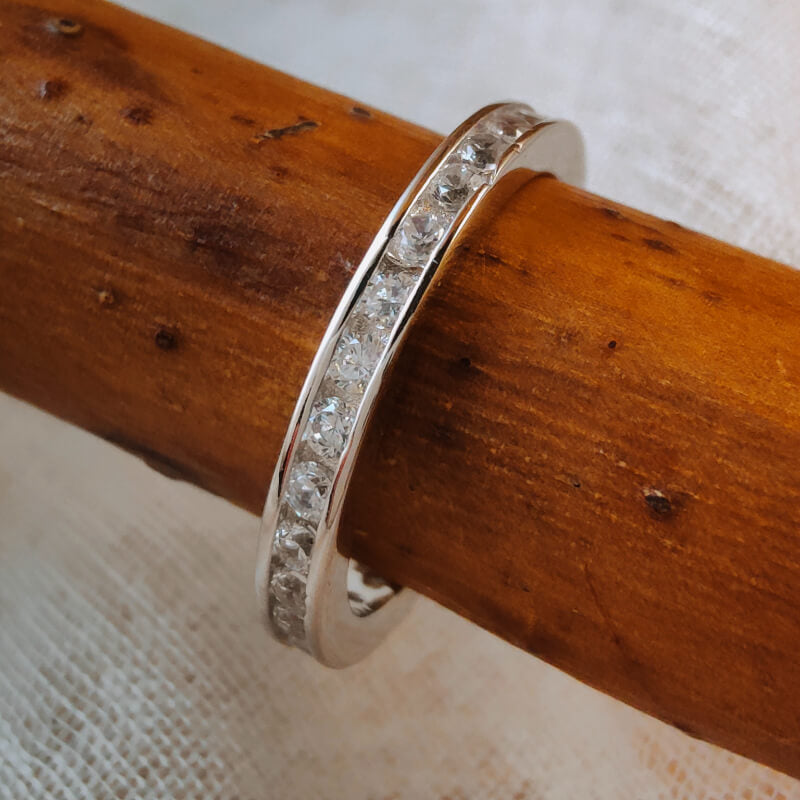 Sterling Silver Moissanite Inaly Band Ring