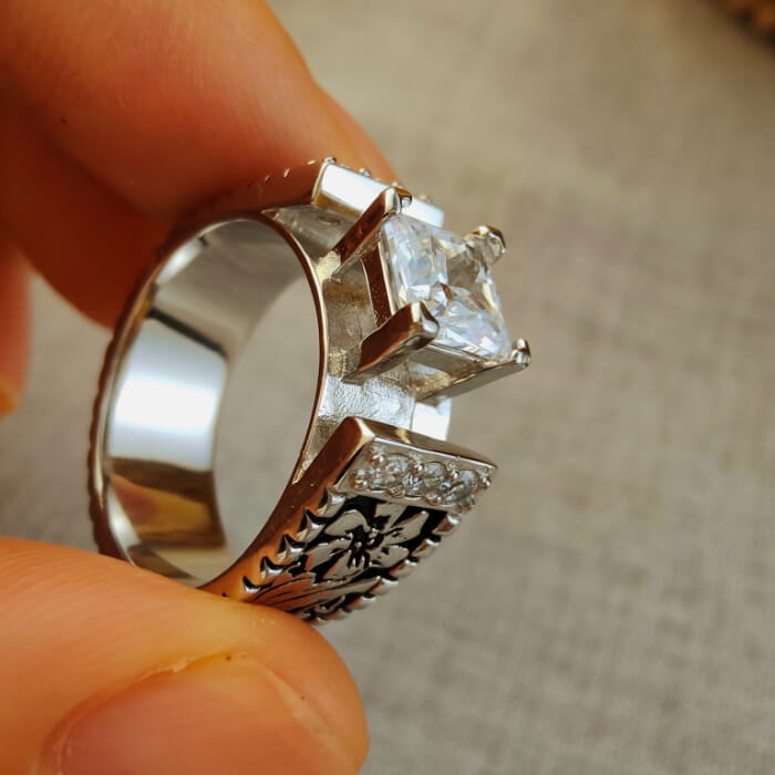 Women Flower Square Diamond Western Wedding Ring