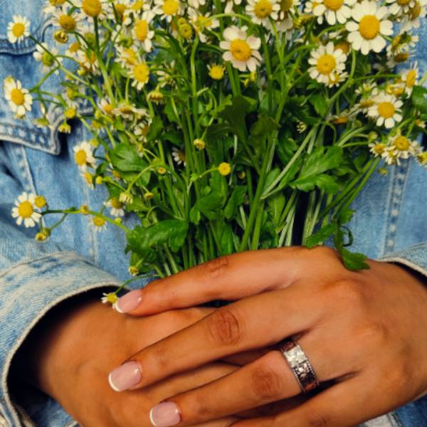 Flower Engraved Rose Gold Princess Cut Diamond Western Ring