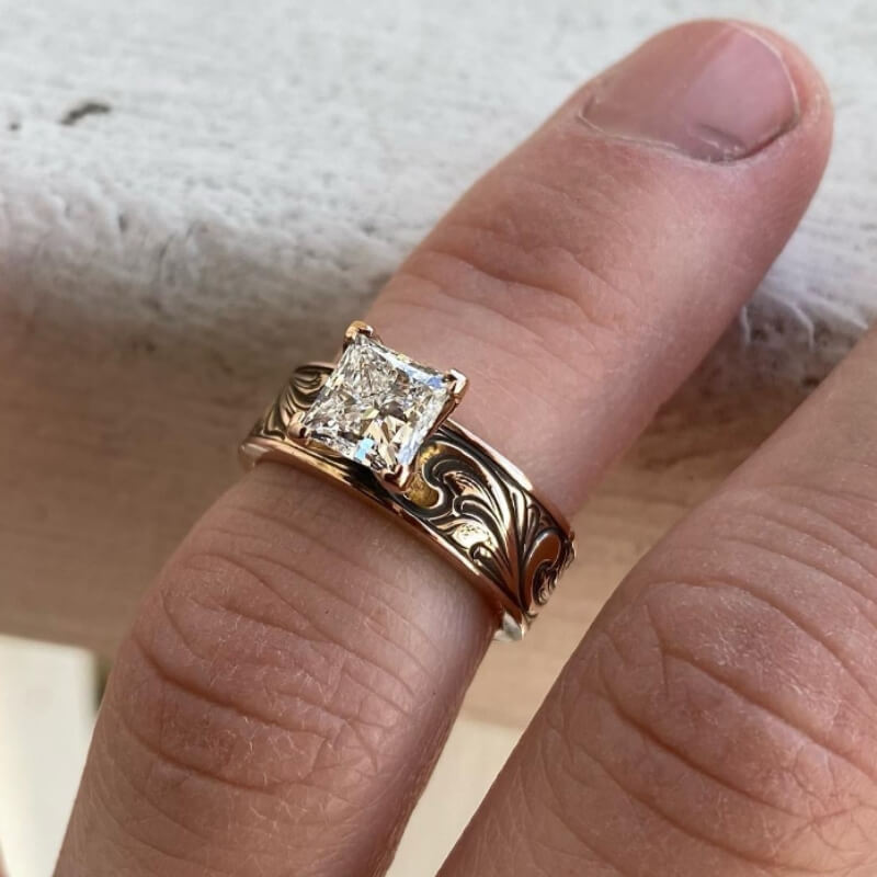 Women Rose Gold Diamond Western Wedding Ring