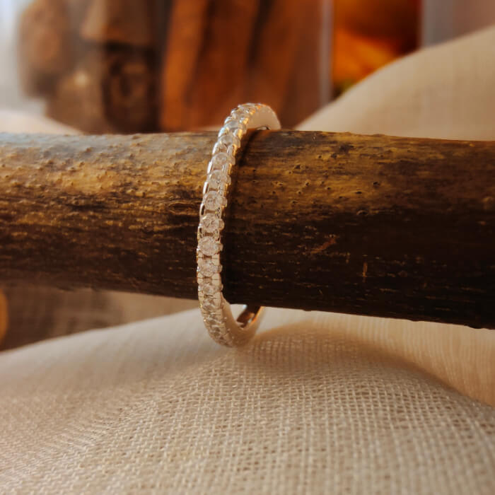 Slim Round Moissanite Women Stacking Ring Band