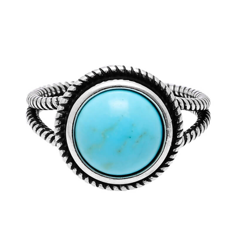 Women Western Round Turquoise Ring