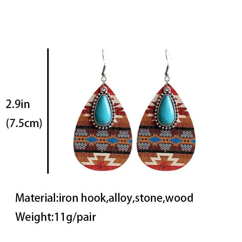 Western Blue Turquoise Pendant Earrings