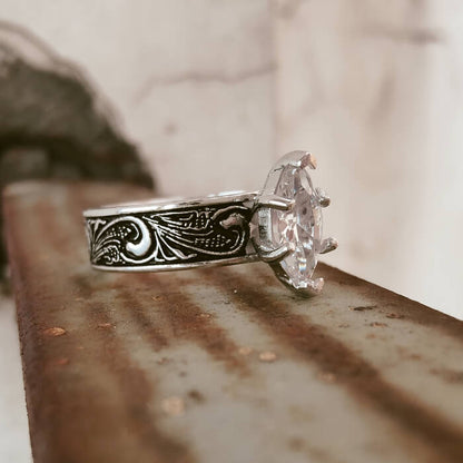 Women Flower Marquise Cut Western Diamond Rings