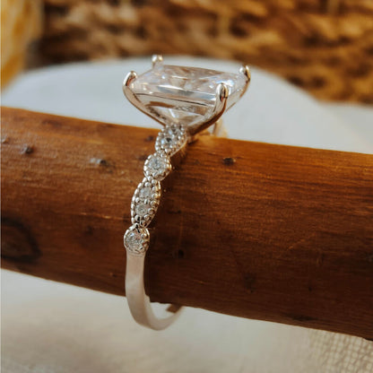 Sterling Silver Square Moissanite Wedding Ring