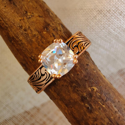 Rose Gold Diamond Wide Band Western Style Wedding Rings
