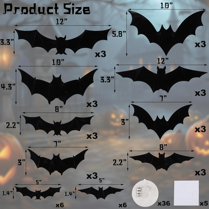 Last Day 50% OFF:3D Bats Light Decorations Spooky Ornaments for Festival Halloween
