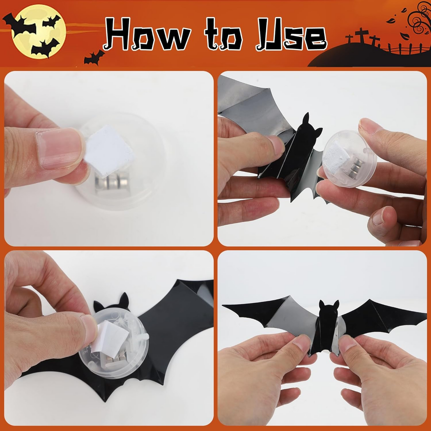 Last Day 50% OFF:3D Bats Light Decorations Spooky Ornaments for Festival Halloween
