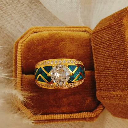 High Quality Blue Opal Diamond Engagement Ring