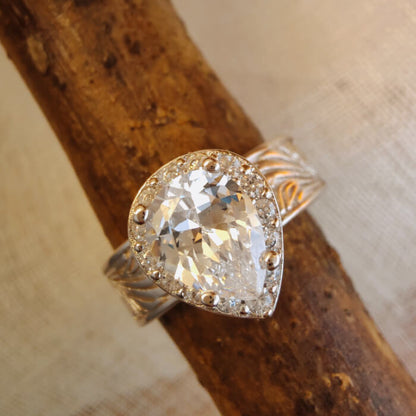 Pear Diamond Wide Band Western Promise Rings for Her