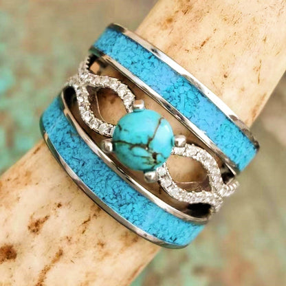 4mm Steel Turquoise Minimalism Band Ring