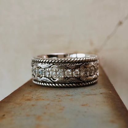 Feather Wide Band Western Wedding Bands