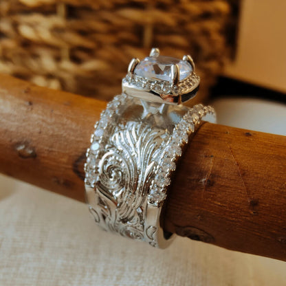 Western Jewelry Engraved Flower Diamond Rings