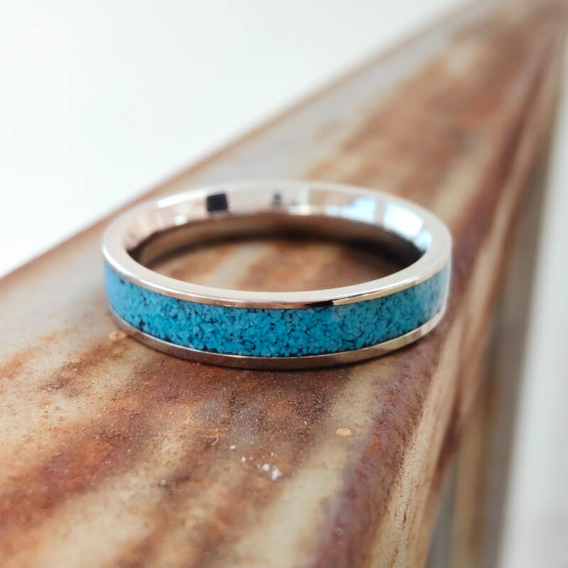 4mm Steel Turquoise Minimalism Band Ring