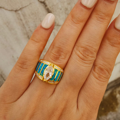Luxury 18K Gold Opal Engagement Ring