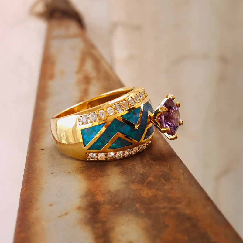 Sapphire Opal Engagement Ring