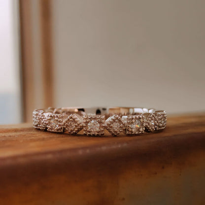 Sterling Silver Vintage Diamond Square Band Ring