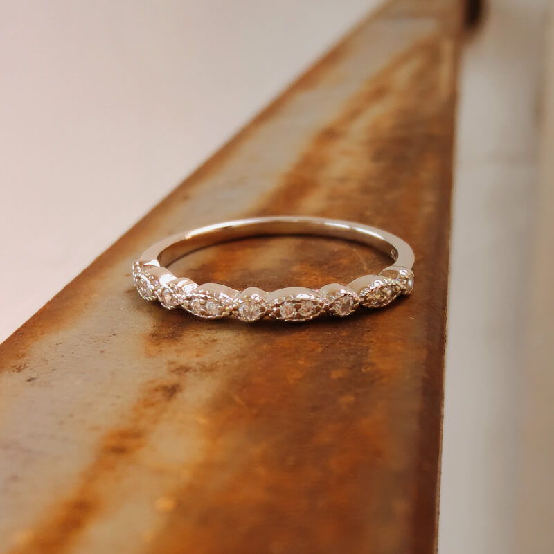 Sterling Silver Vintage Diamond Band Ring