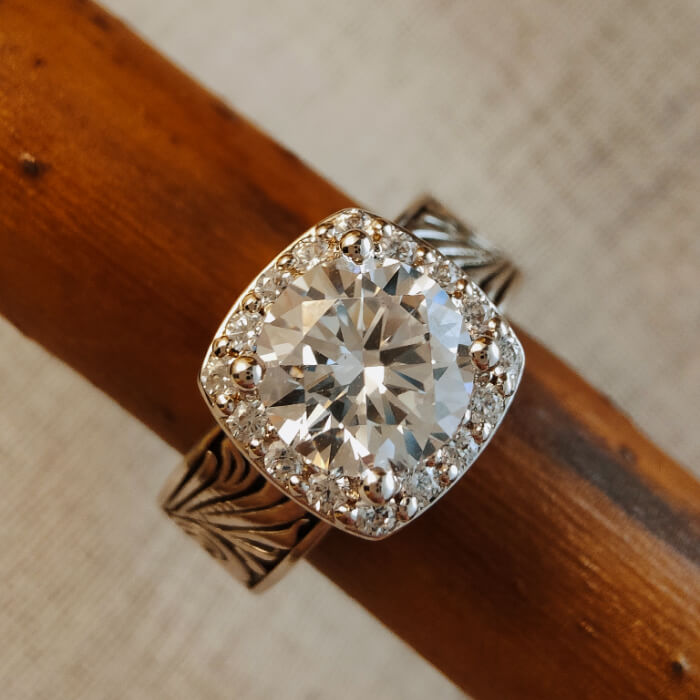 3pc Sterling Silver Twist Flower Western Engagement Ring Set