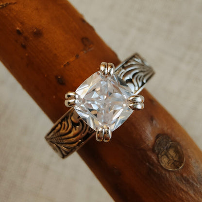 Flower Engraved Promise Western Diamond Ring
