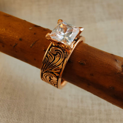 Women Rose Gold Diamond Western Wedding Ring