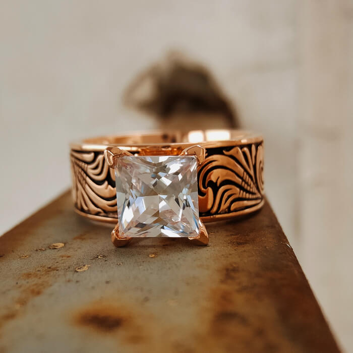 Women Rose Gold Diamond Western Wedding Ring