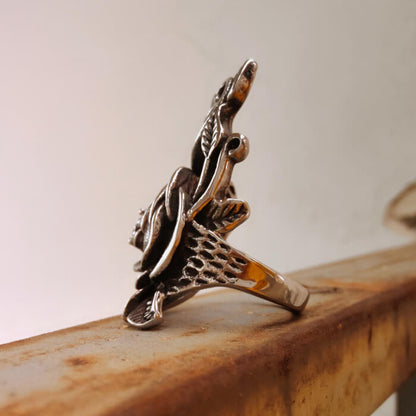 Women Flower  Western Retro Plant Diamond Ring