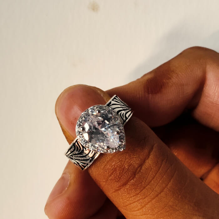 Women Flower Pear Cut Western Diamond Ring