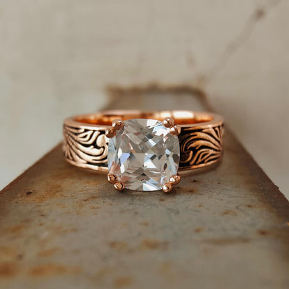 Rose Gold Diamond Wide Band Western Style Wedding Rings