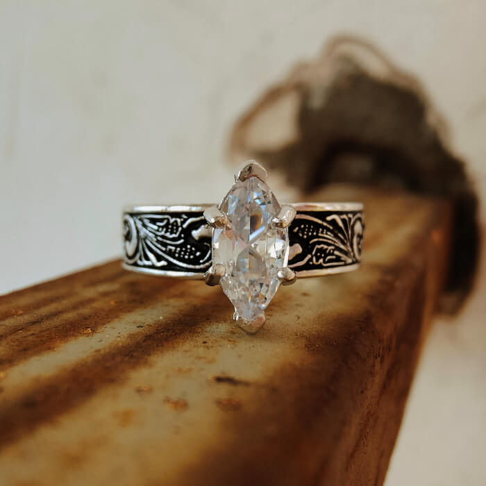 Women Flower Marquise Cut Western Diamond Rings