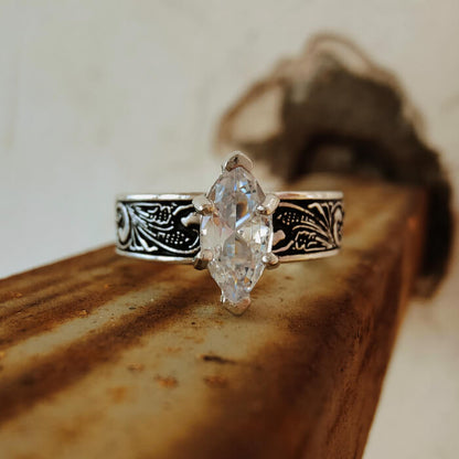 Women Flower Marquise Cut Western Diamond Rings