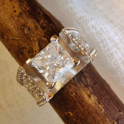 Flower Princess Diamond Wide Band Western Ring for Her