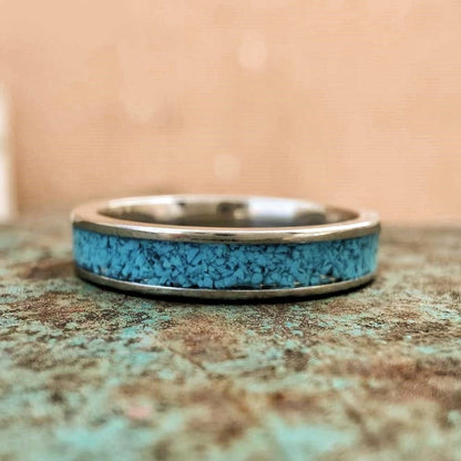 4mm Steel Turquoise Minimalism Band Ring