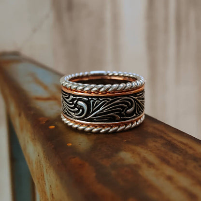 3pc Retro Engraved Twist Western Band Ring for Men