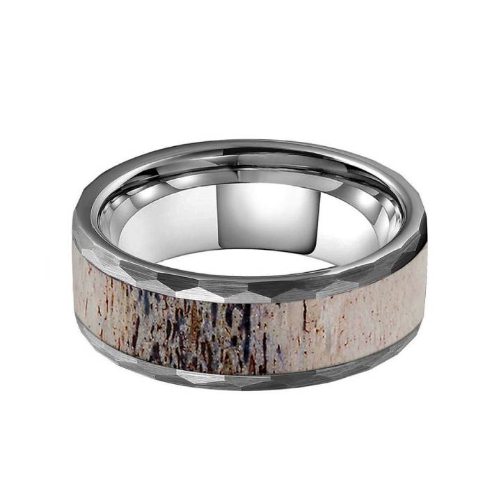 8mm Men's Tungsten  Antler Inlay Band Ring
