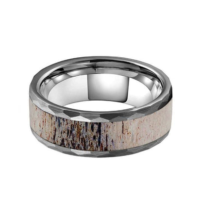 8mm Men's Tungsten  Antler Inlay Band Ring