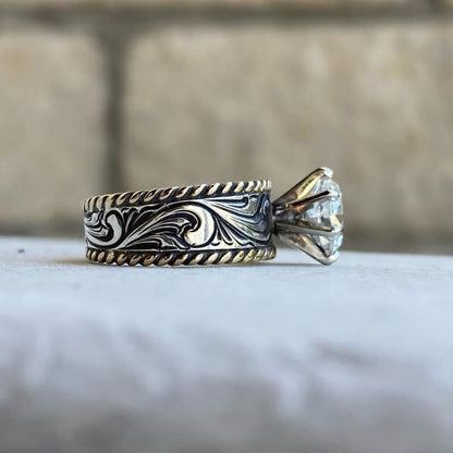 Twist Band Oval Cut Zircon Western Wedding Ring