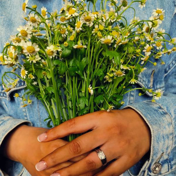 Women Flower Engraved Square Diamond Western Engagement Ring