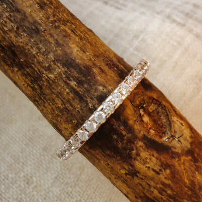 Slim Round Moissanite Women Stacking Ring Band