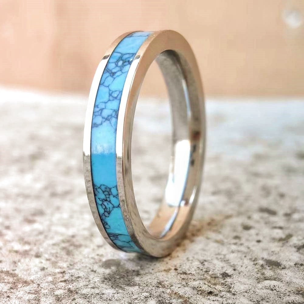 4mm Turquoise Steel Band Ring