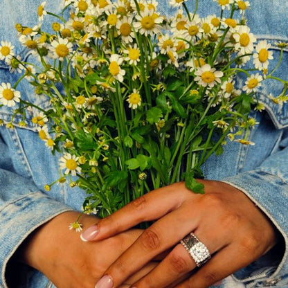 3pc Sterling Silver Bead Flower Western Engagement Ring Set