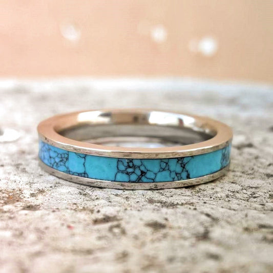 4mm Turquoise Steel Band Ring