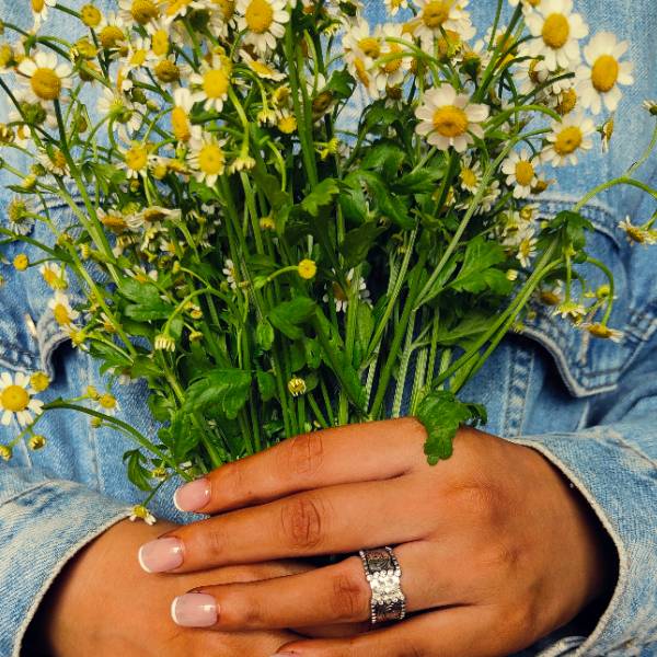 Women Engraved Wide Band Marquise Diamond Western Engagement Ring