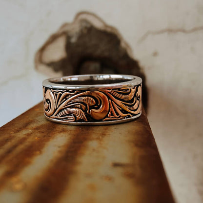 8mm Rose Gold Flower Western Rings for Women