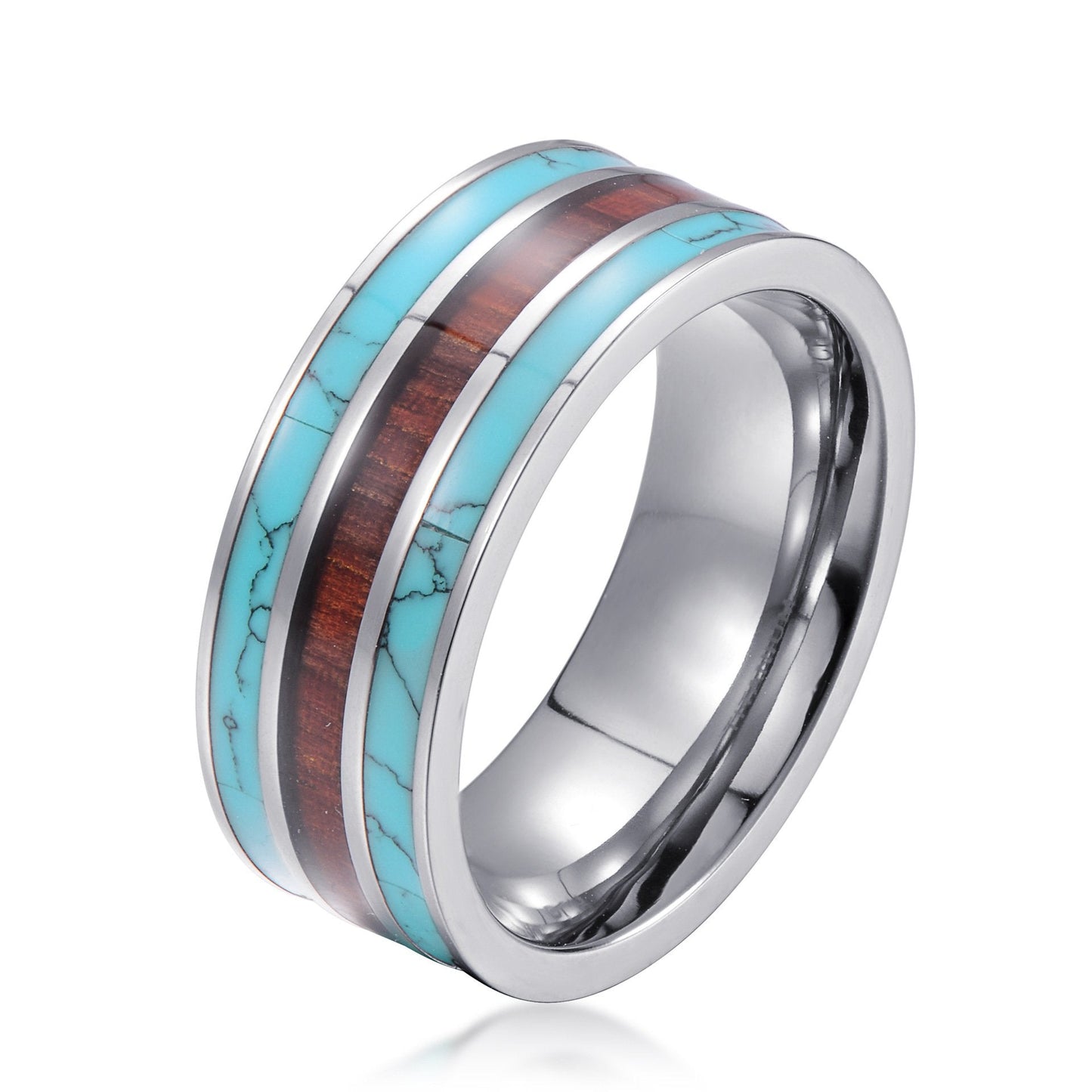 Turquoise Stainless steel Band Rings