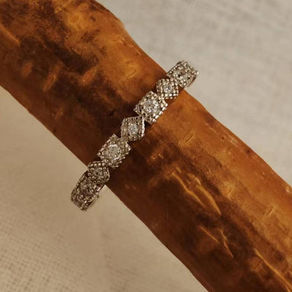 5pc Silver Square Diamond Antler Turquoise Engagement Ring