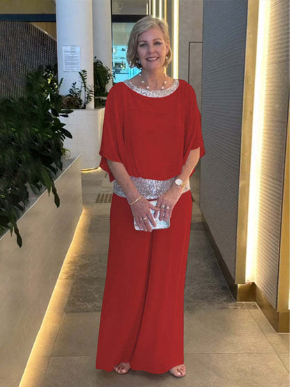 Last Day 50% OFF🔥Sequined Colorblock Elegant Two-piece Set