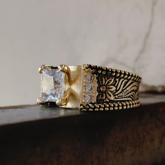 14K Gold Women Princess Diamond Western Engagement Rings for Her