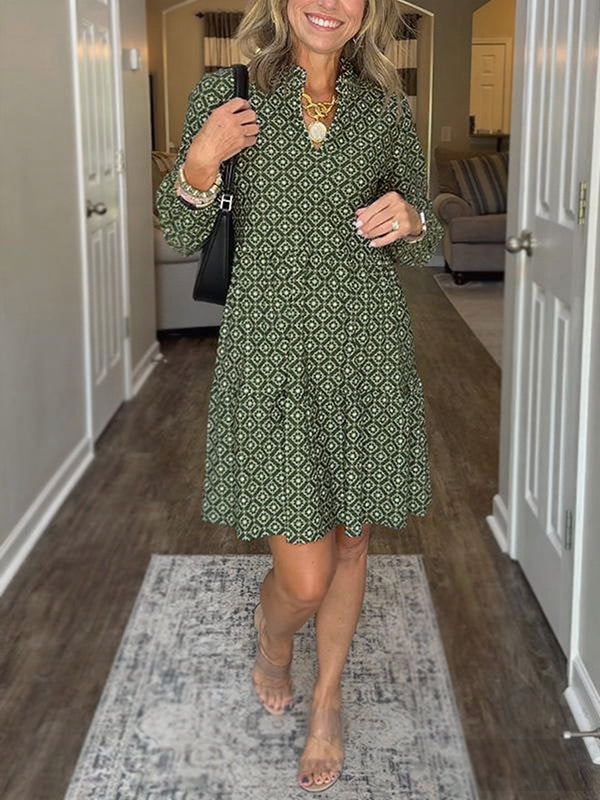 NEW🔥 V Neck Vintage Printed Dress